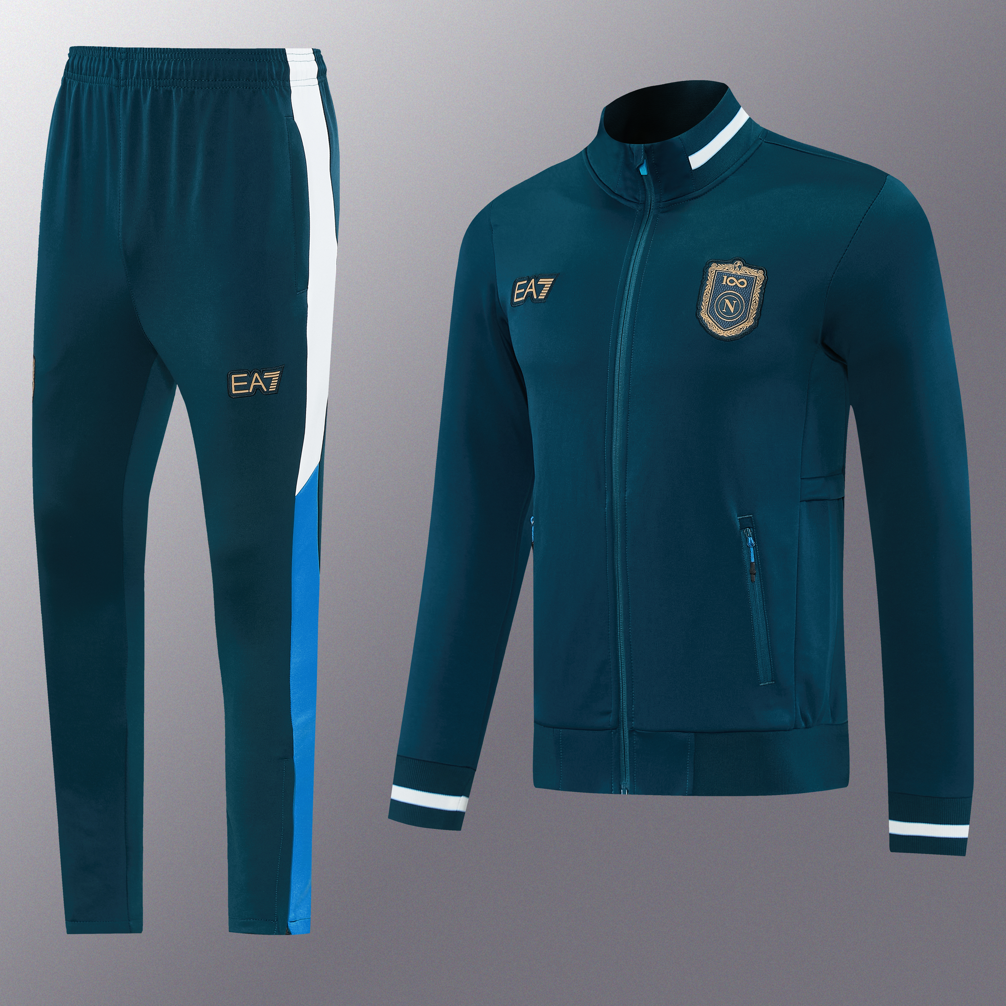 26/27 SSC Napoli Dark Green Full Zipper Jacket Tracksuit + Long Pants