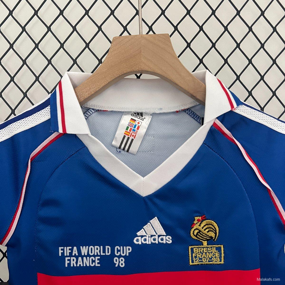 Retro 1998 Kids France Home Jersey