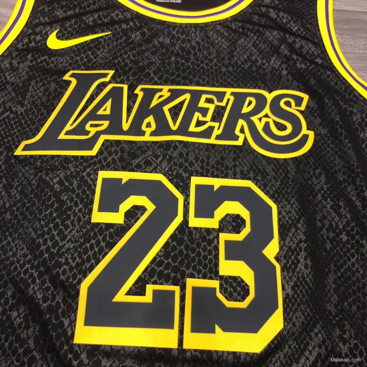 Los Angeles Lakers #23 Lebron James Black Mamba edition