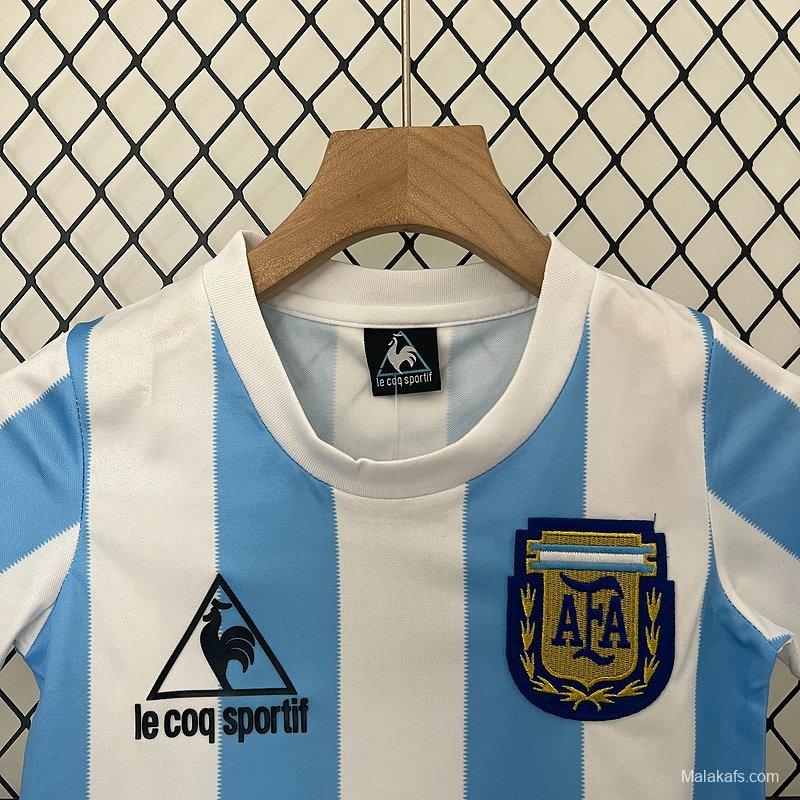 1986 Retro Kids Argentina Home Jersey