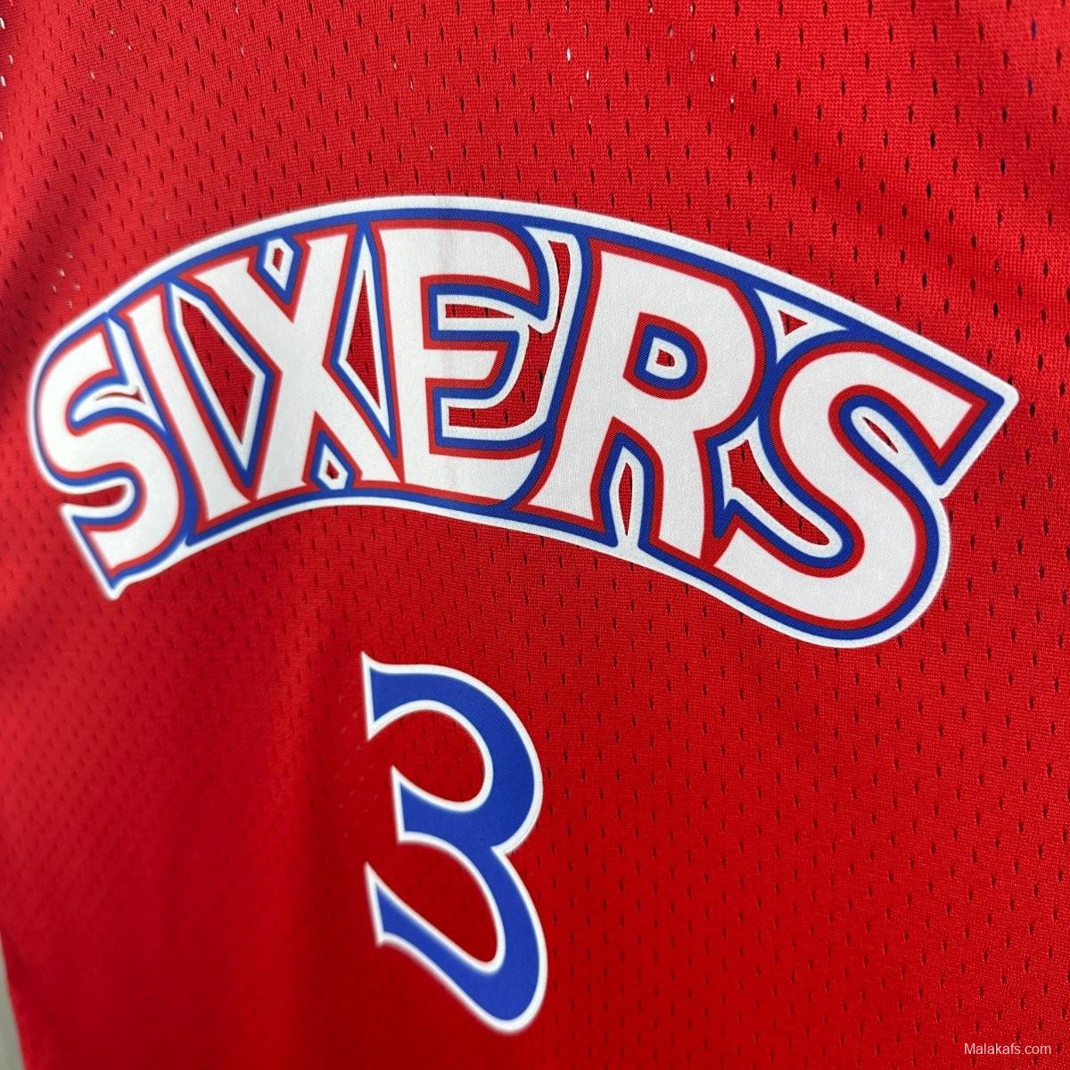 Philadelphia 76ers #3 Allen Iverson 1996/97 Mitchell & Ness Edition Red