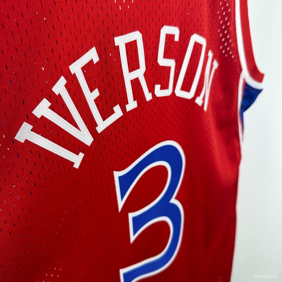 Philadelphia 76ers #3 Allen Iverson 1996/97 Mitchell & Ness Edition Red