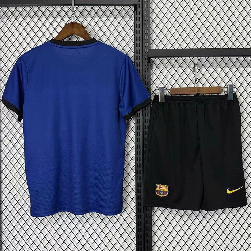 25/26 Kids Barcelona Blue with Anime Character Sunburst Pattern Jersey