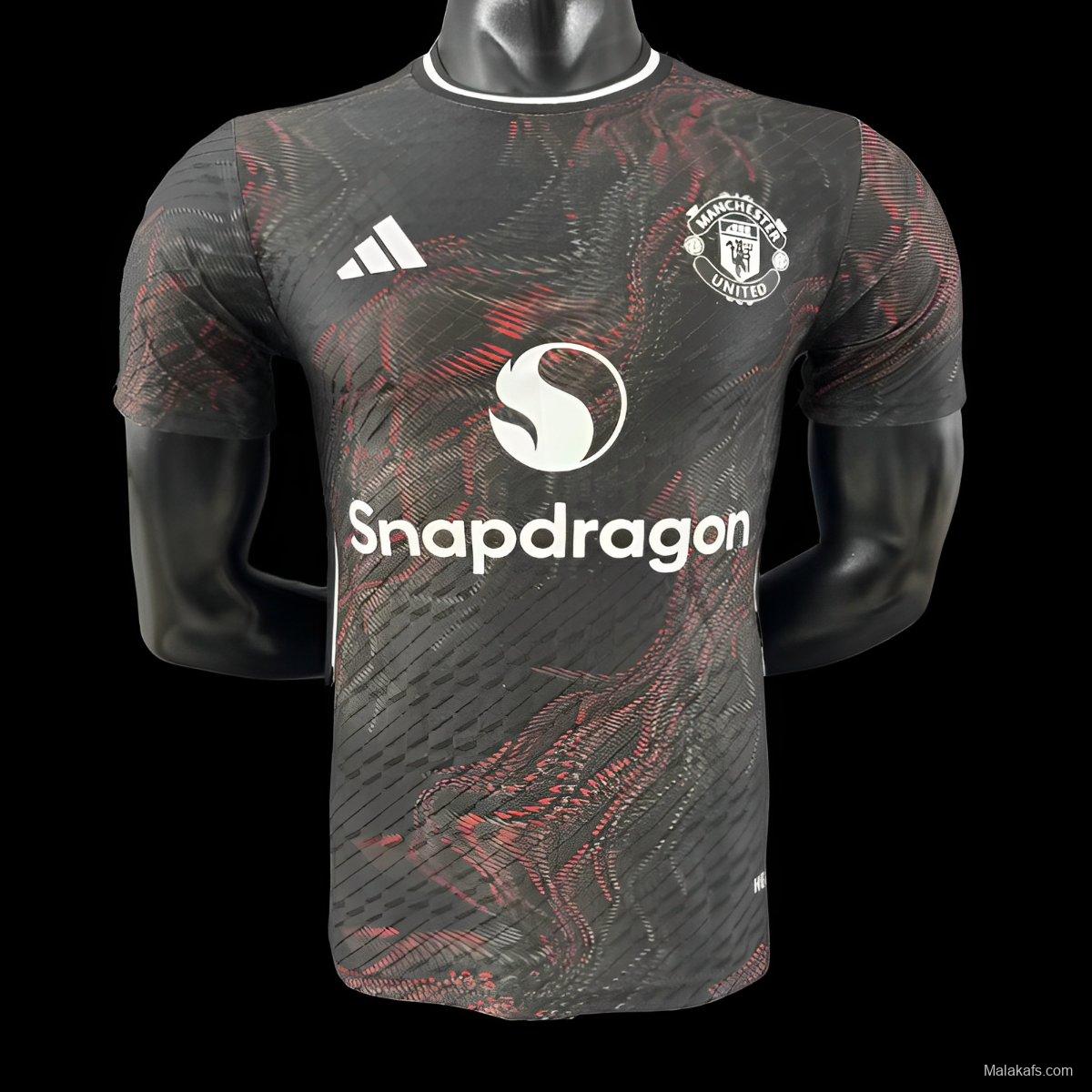 Player Version 25/26 Manchester United Black with Red Pattern Jersey