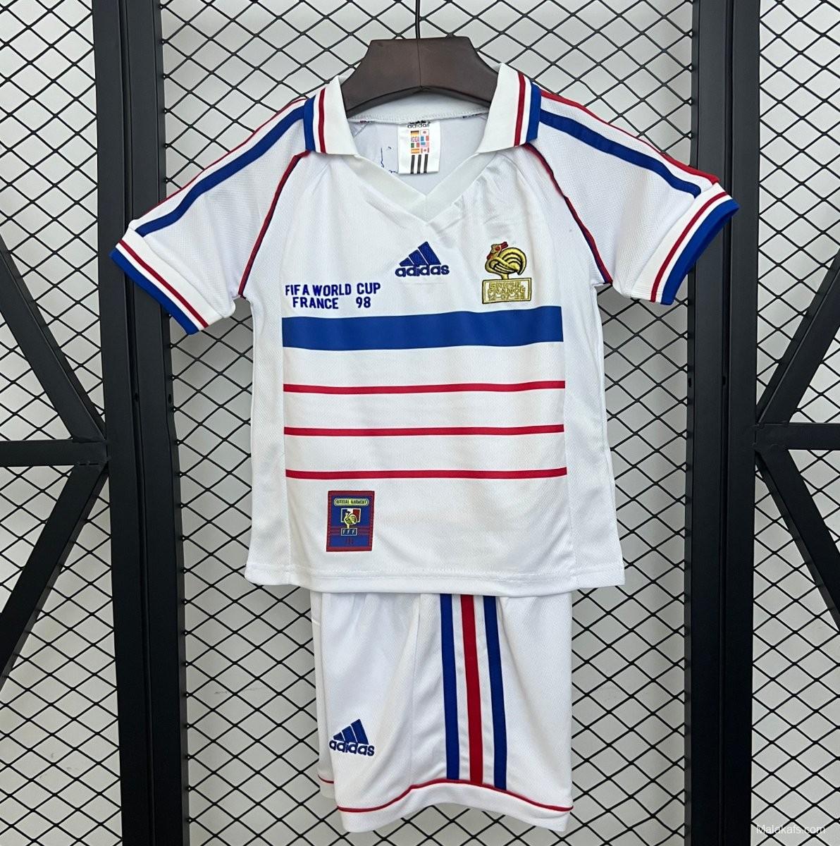 Retro 1998 Kids France Away Size 16-28 Jersey