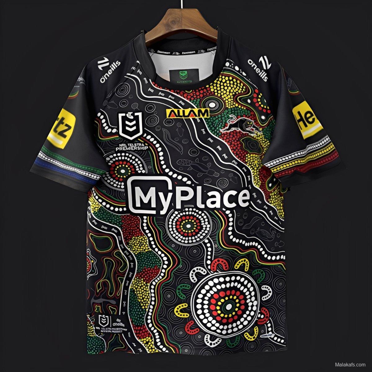 25/26 Penrith Panthers Black with Indigenous Art Design Jersey