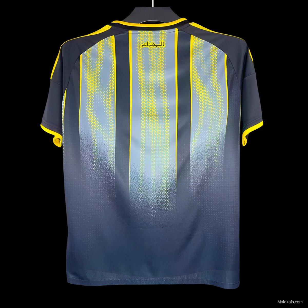 2026 Algeria Grey with Yellow Gradient Stripes Pre-Match Jersey