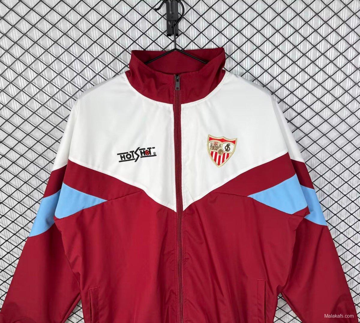 Retro 93/94 Sevilla White/Wine Full Zipper Windbreaker