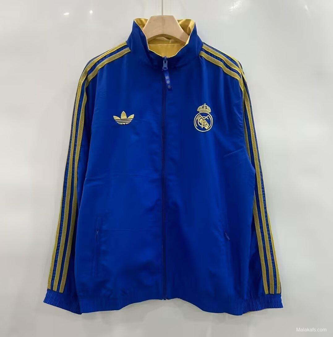 25/26 Real Madrid Golden/Blue Full Zipper Windbreaker