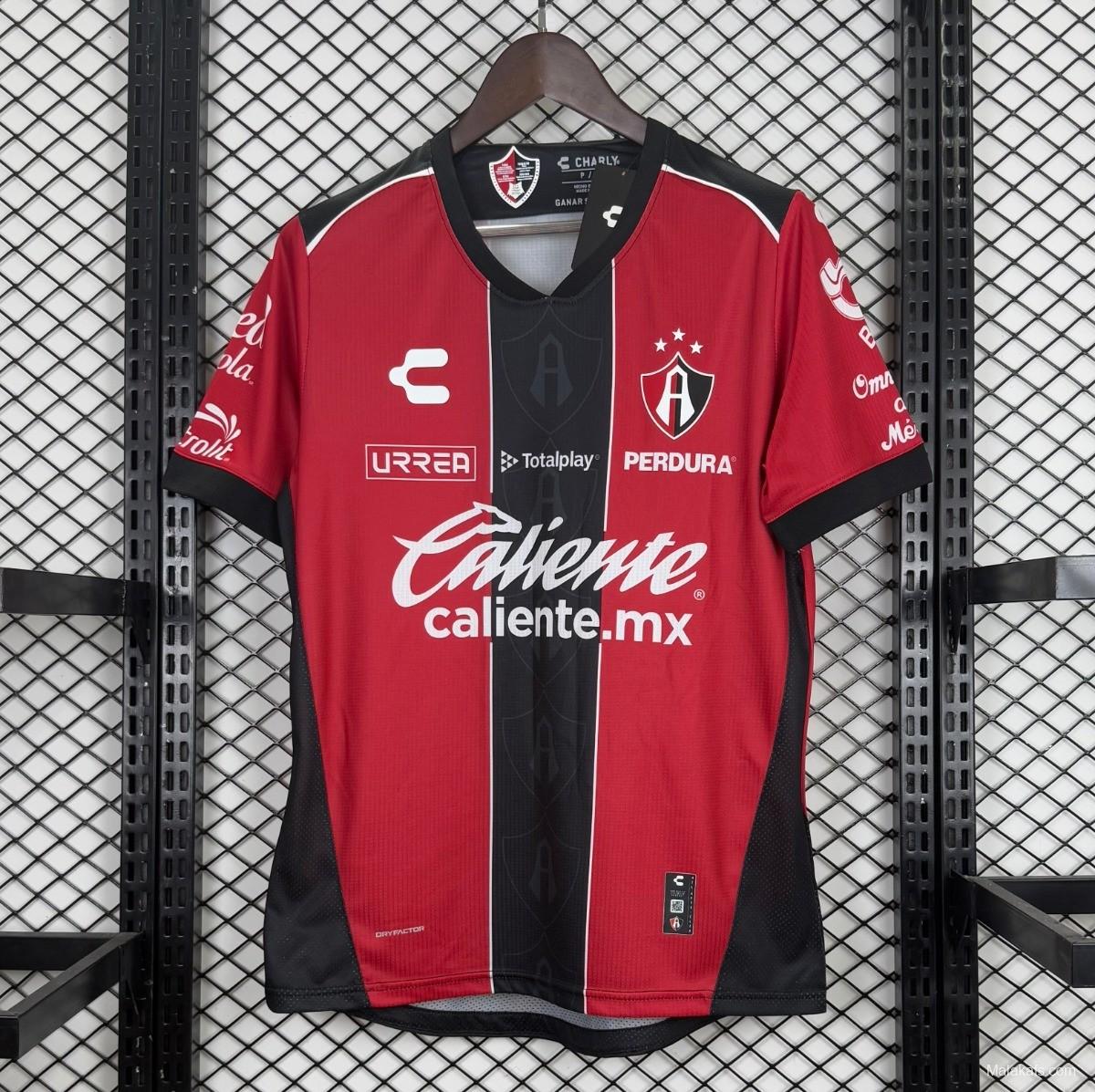 Player Version 25/26 Atlas FC  Home Red & Black Vertical Stripes Jersey