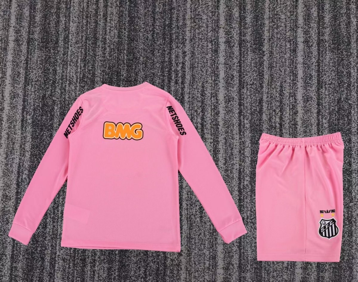 Retro 12/13 Kids Santos Away Pink Long Sleeve Jersey