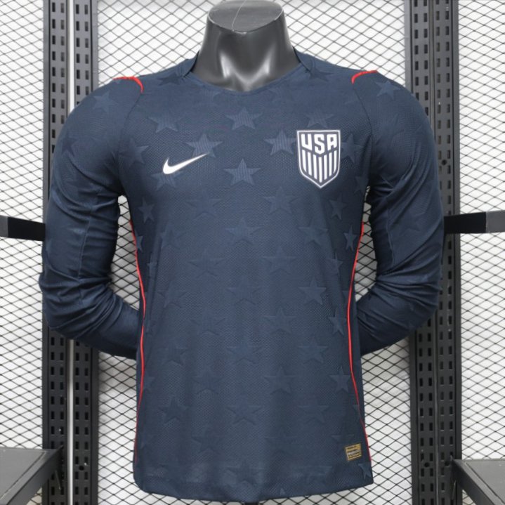 Player Version 2026 USA Navy Blue with Tonal Star  Long Sleeve Away Jersey