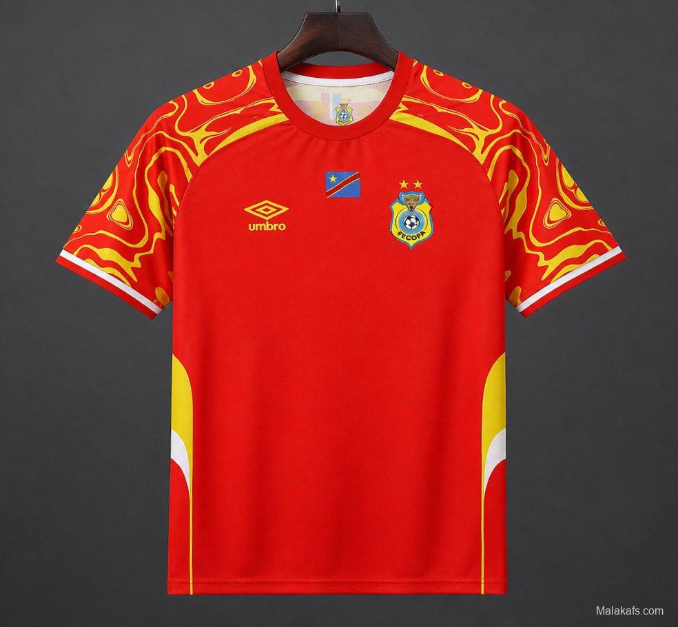 2026 DR Congo Red with Yellow  Third Jersey