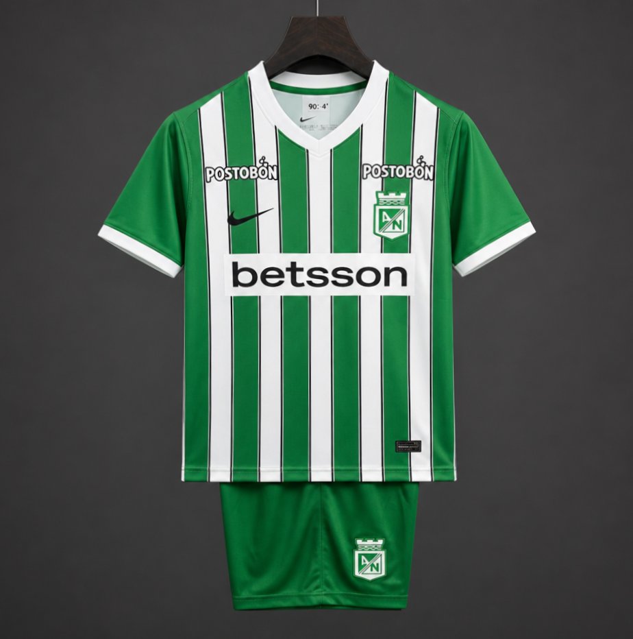 26/27 Kids  Atletico Nacional Home Green Stripes Kits Jersey