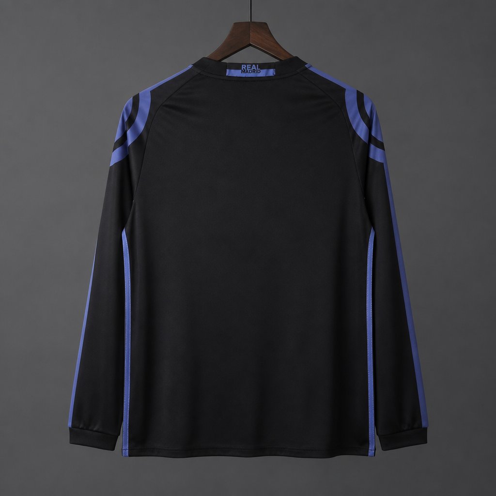 Retro 16/17 Real Madrid Black with Purple  Long Sleeve Jersey