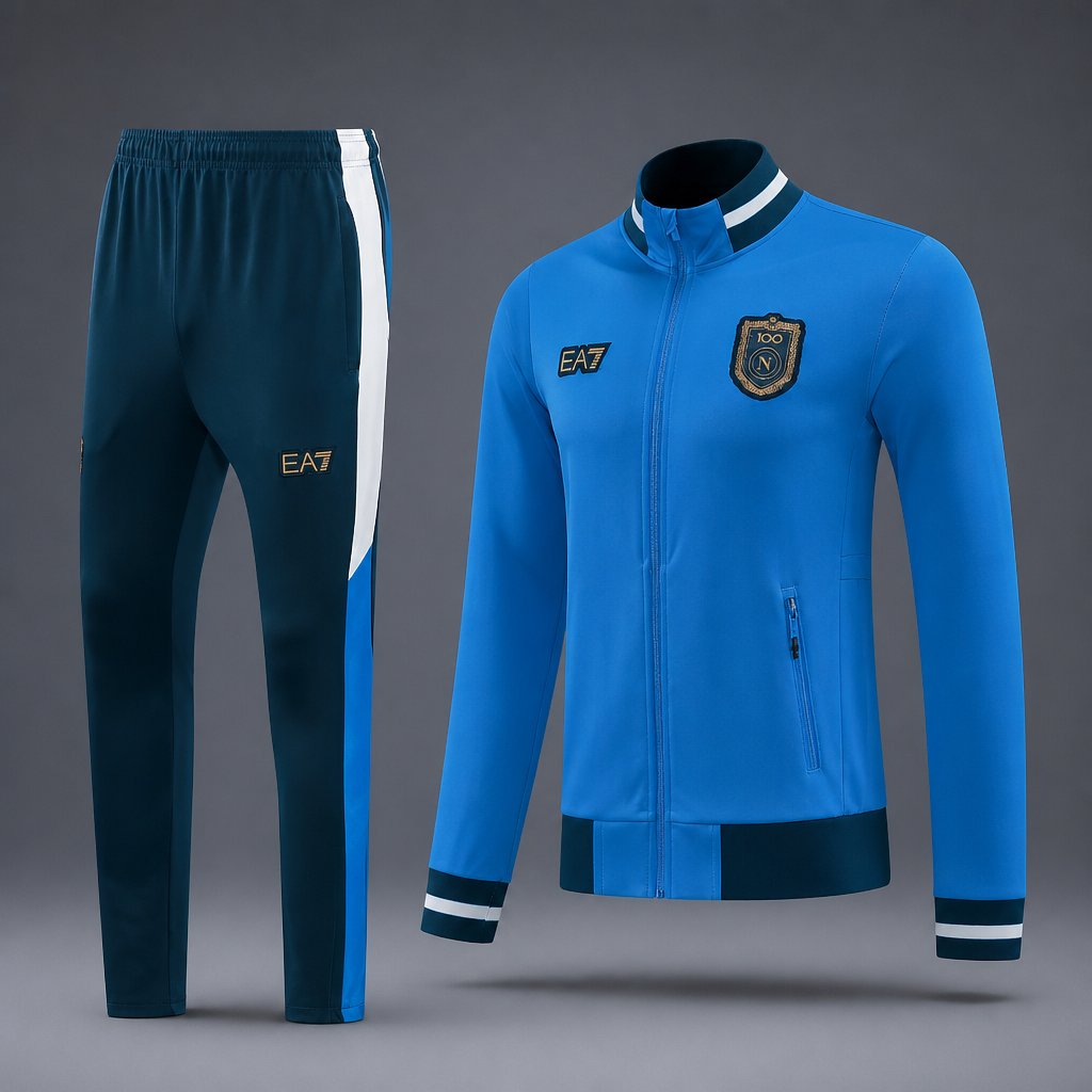 26/27 SSC Napoli Blue Full Zipper Jacket Tracksuit + Long Pants