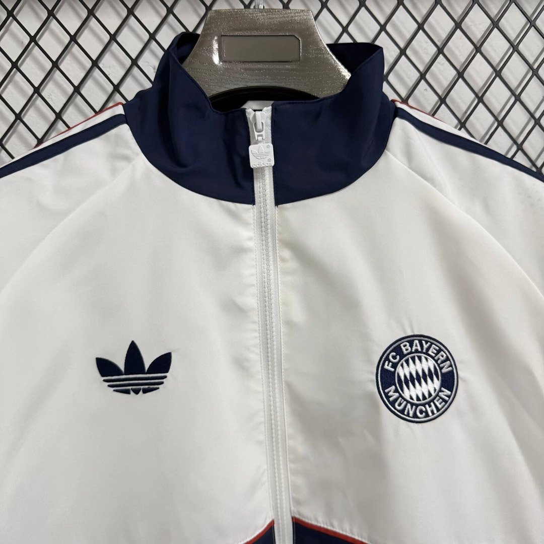 26/27 Bayern Munich White Full Zipper Windbreaker Jacket